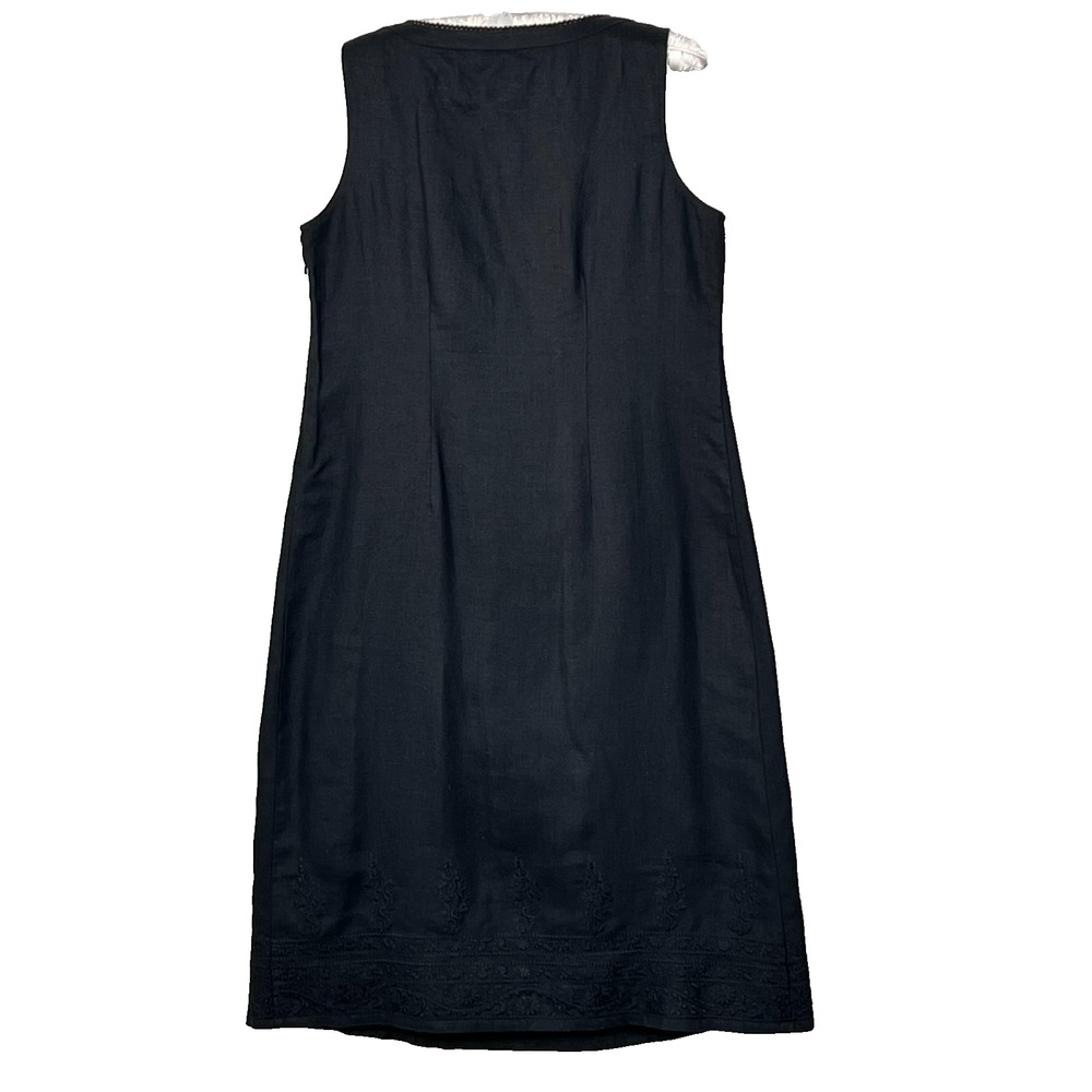 J.Jill Shift Tank Dress Women's Size XS Black 100% Linen Pleated V-Neck - Picture 3 of 15